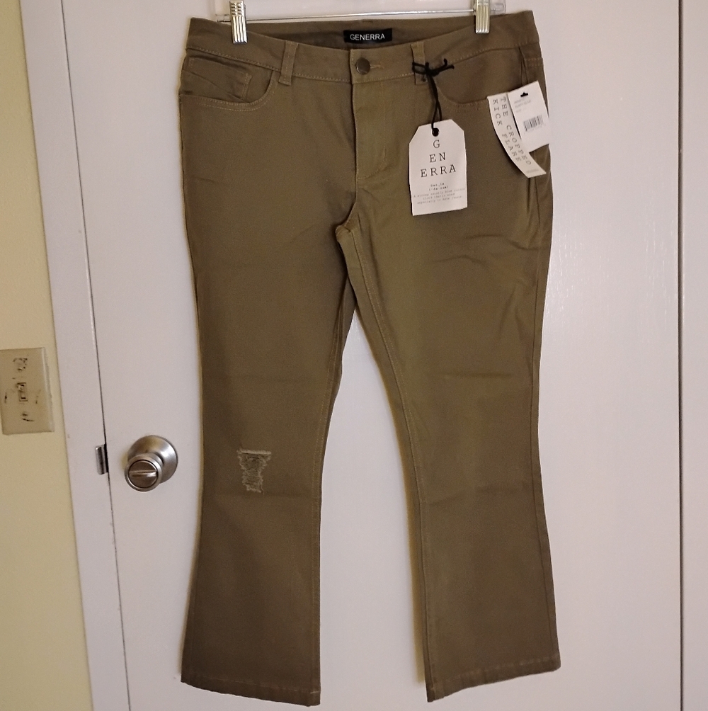 GENERRA Women's Wide Leg Jeans in Olive Green